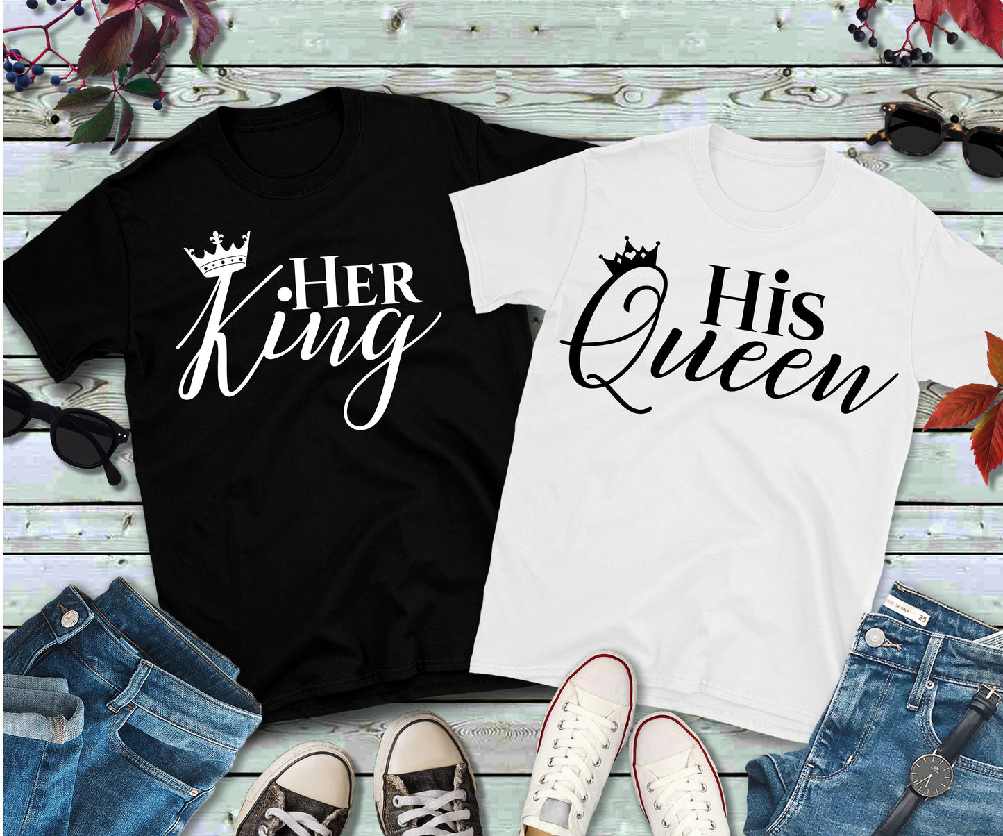 Fun, Custom "Her King, His Queen" T-shirts