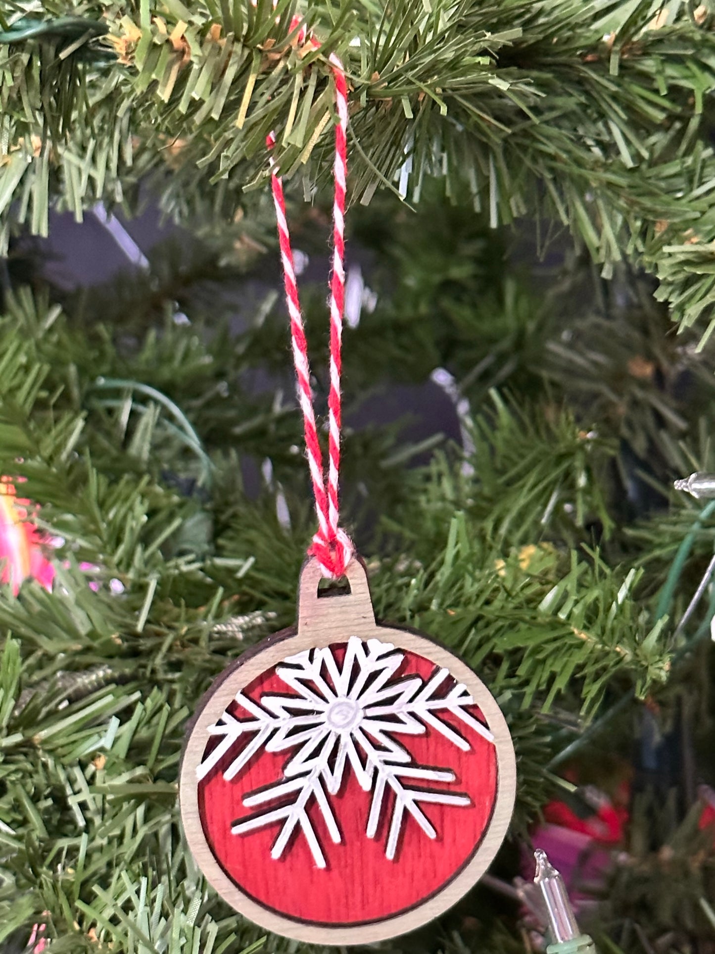 Wooden Layered Snowflake Ornament!