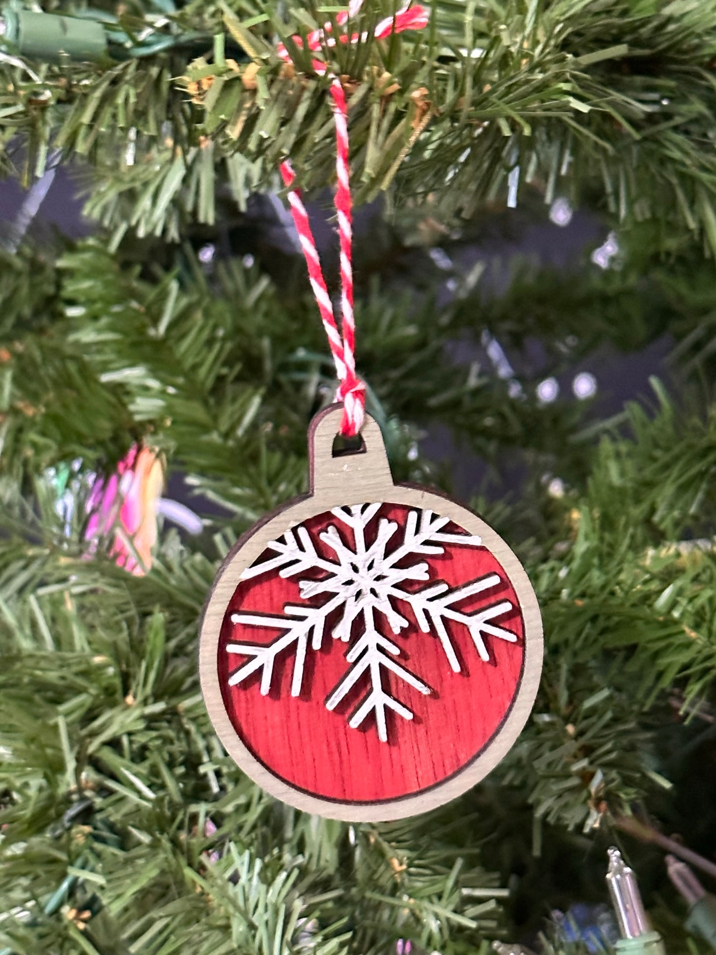 Wooden Layered Snowflake Ornament!