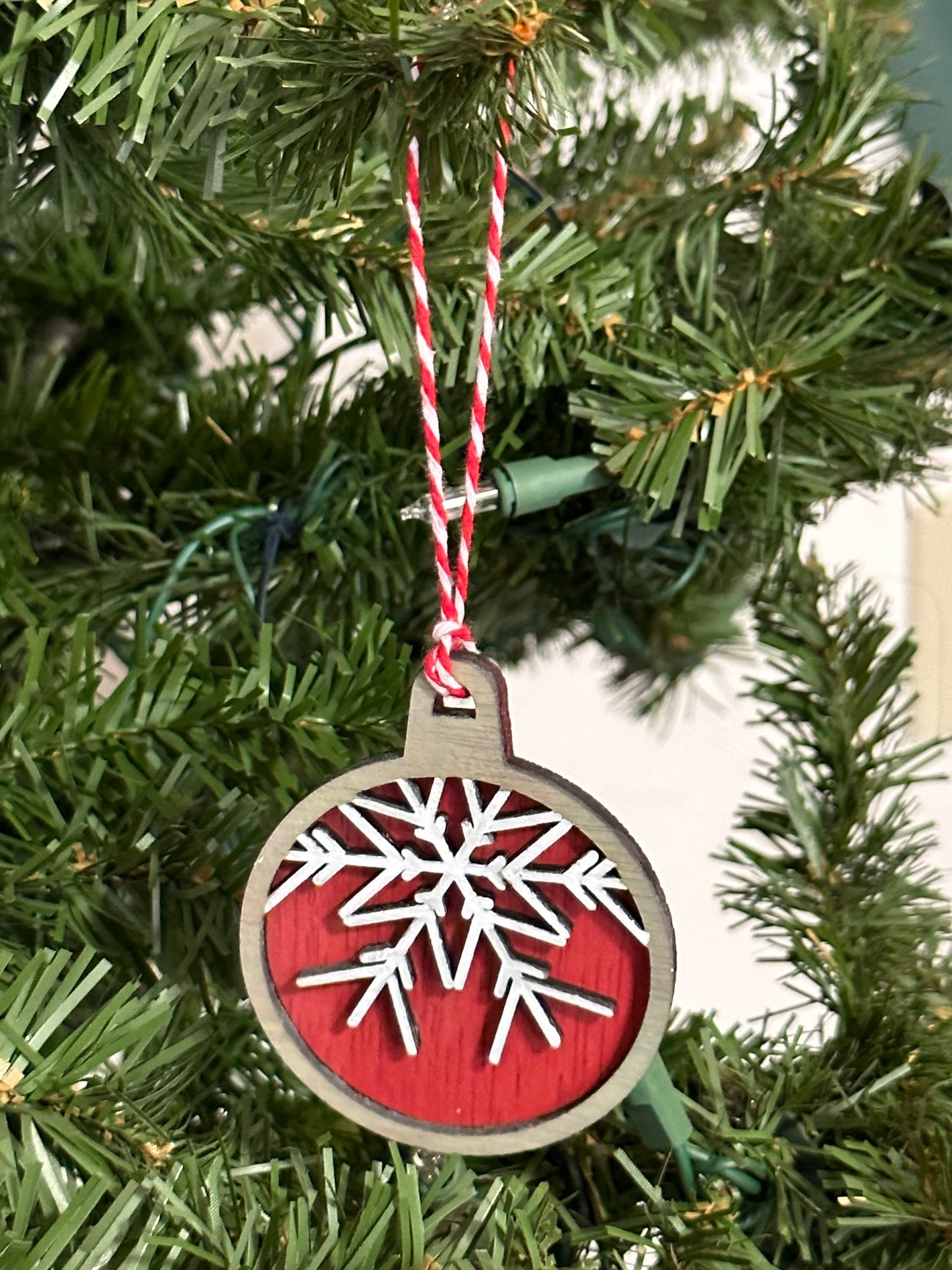 Wooden Layered Snowflake Ornament!