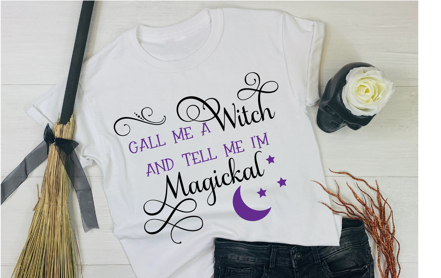 Fun, custom "Call me a Witch" T-shirt