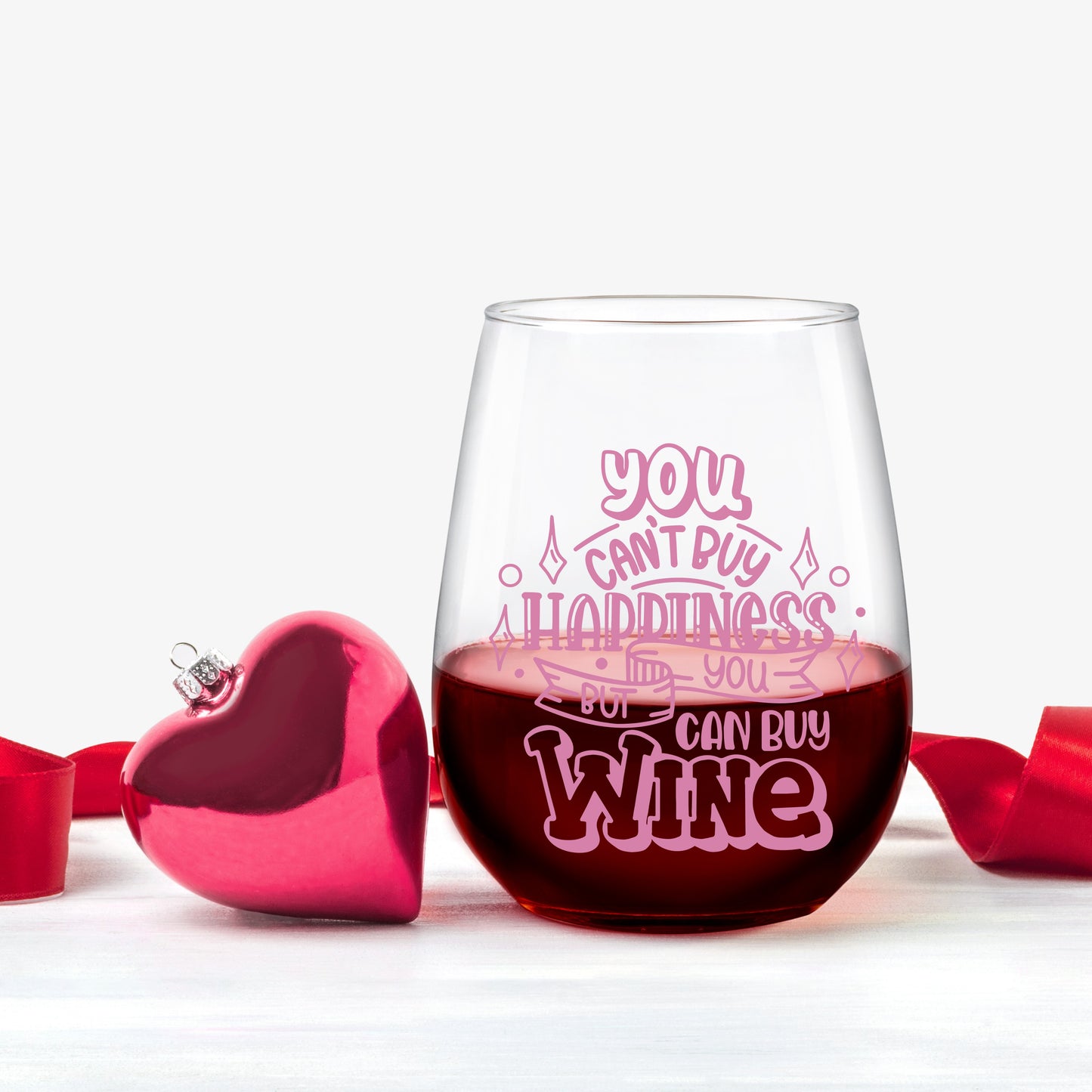 Cute "You can't buy happiness" wine glass
