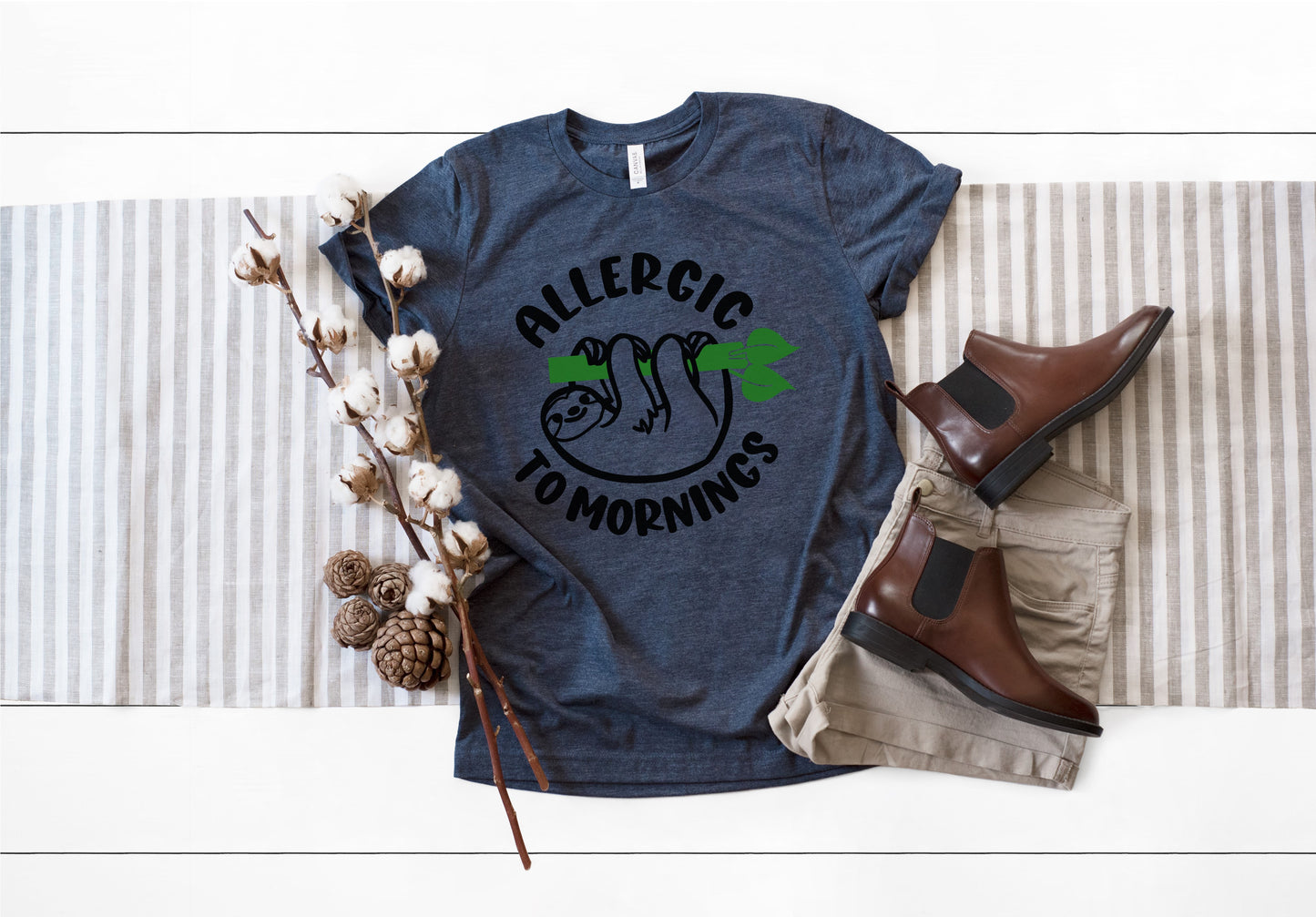 Fun, custom "Allergic to Mornings" T-shirt