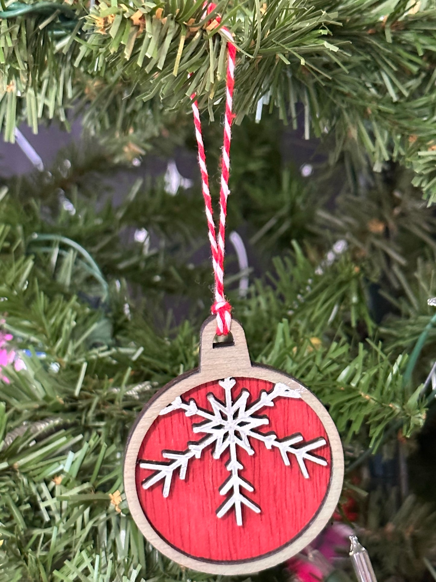 Wooden Layered Snowflake Ornament!
