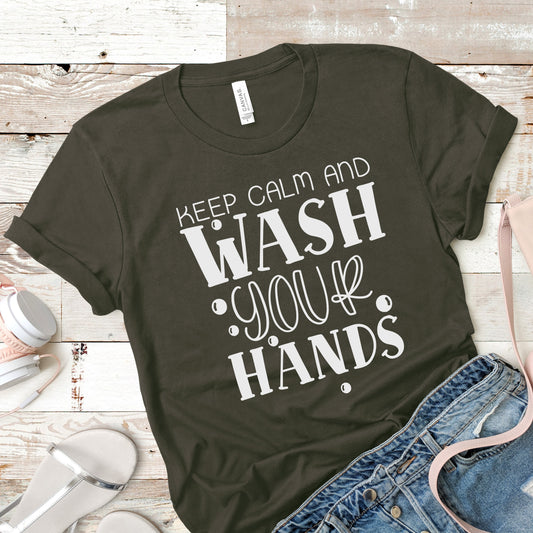 Fantastic, custom "Keep Calm and wash your hands" T-shirts