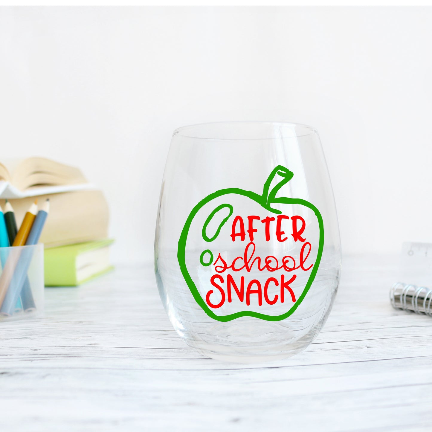 Cute "After school snack" wine glass